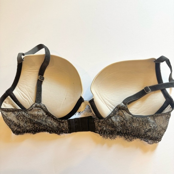 Victoria Secret Dream Angels Push Up Bra Black Lace Cream White 36D - Picture 3 of 5